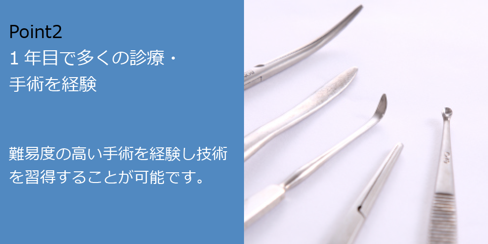 Point2　1年目で多くの診療・手術を経験