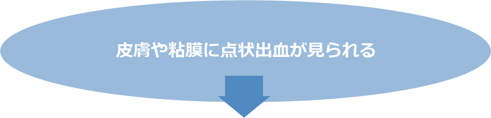 皮膚や粘膜に点状出血が見られる